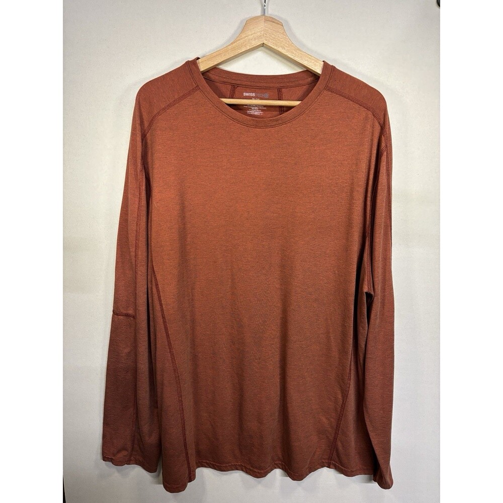 Swiss Tech Long Sleeve Shirt 2XL Orange Pullover Casual Outdoor Mens
